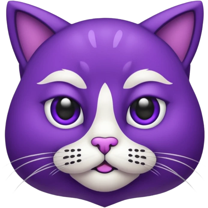 Gato roxo com olhos preto e brand emoji