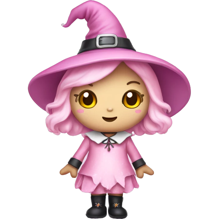 Hello kitty in light pink witch costume  emoji