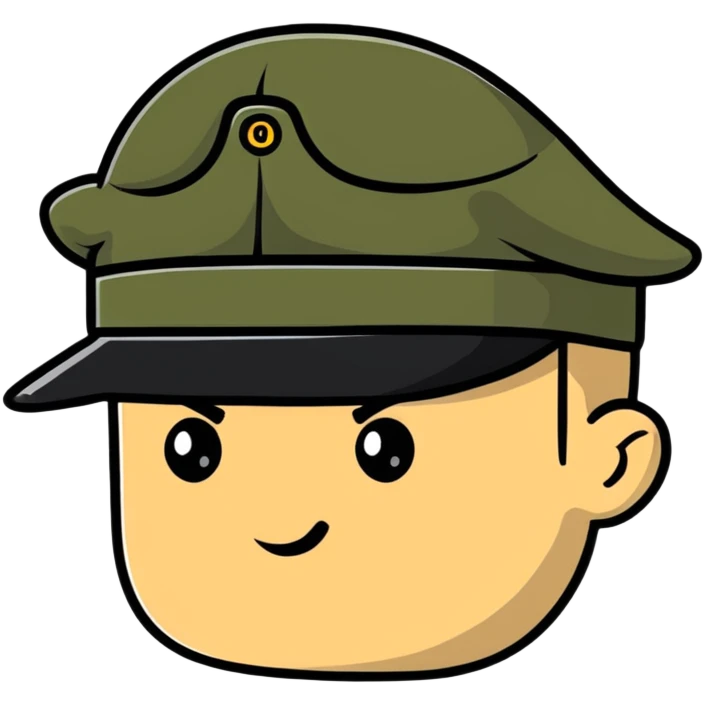 rear view of military personnel wearing a cap or hat emoji