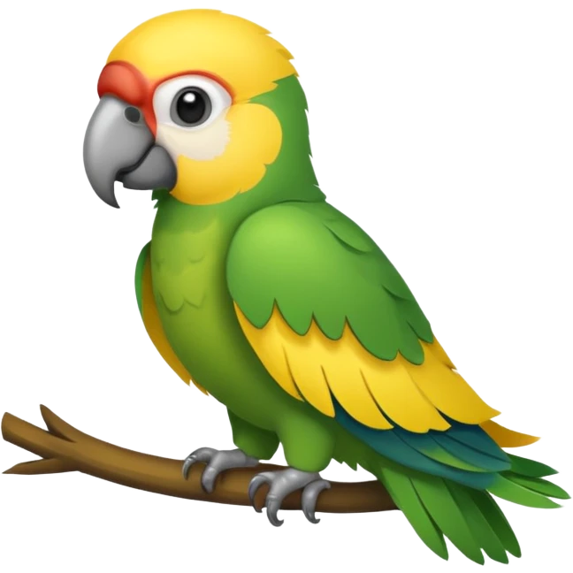 parrot with green, yellow and grey emoji