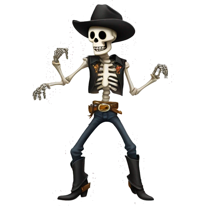 A dancing skeleton cowboy  emoji