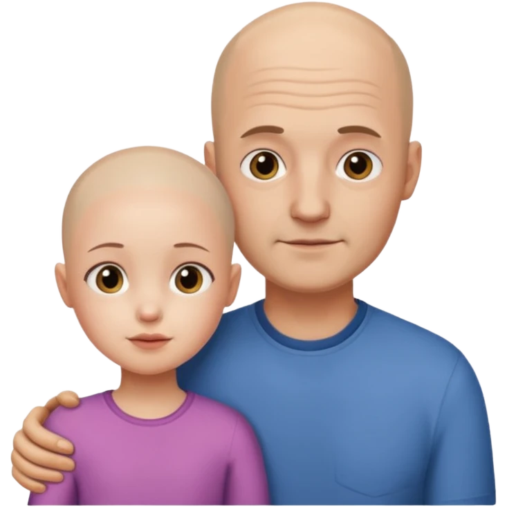 Father with no hair and daughter emoji