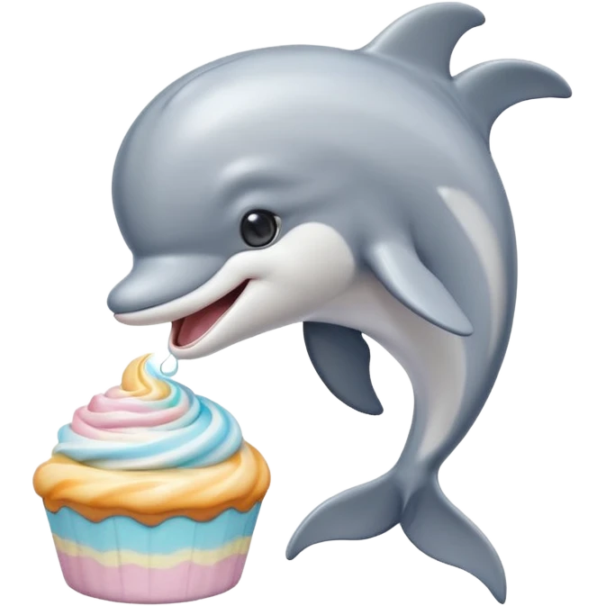 make me a dolphin that is asking a cat with buttercream emoji