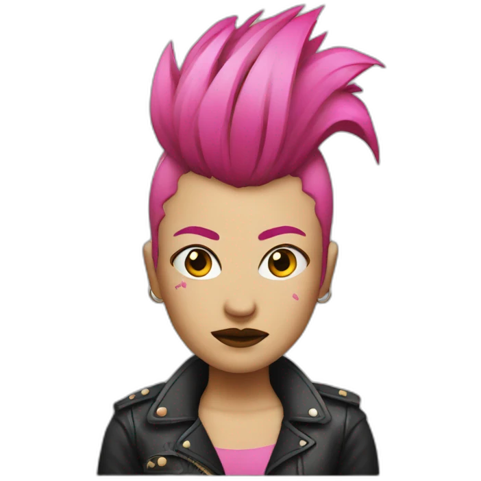 Woman Bruised punk with pink Mohawk emoji