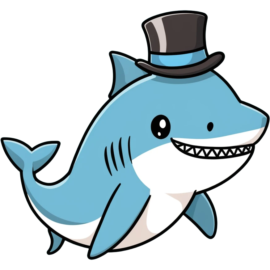 Shark with a top hat emoji