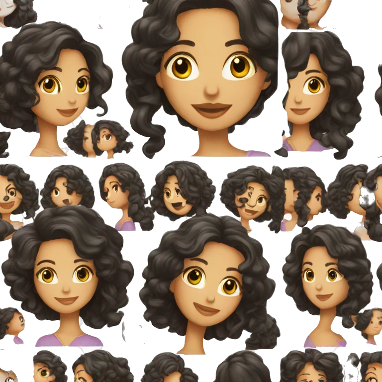 mujer morena cabello largo negro y lacio emoji
