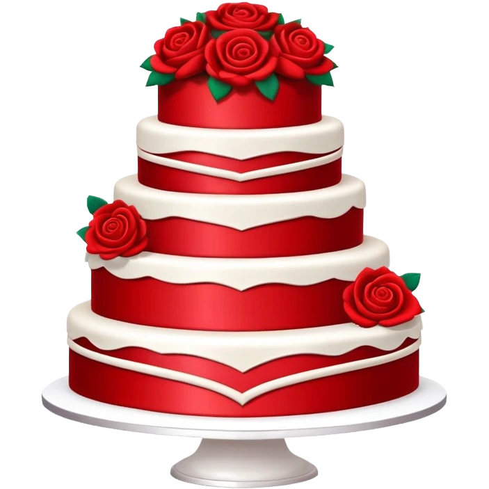 Solid red wedding cake with red roses, all elements red colored emoji