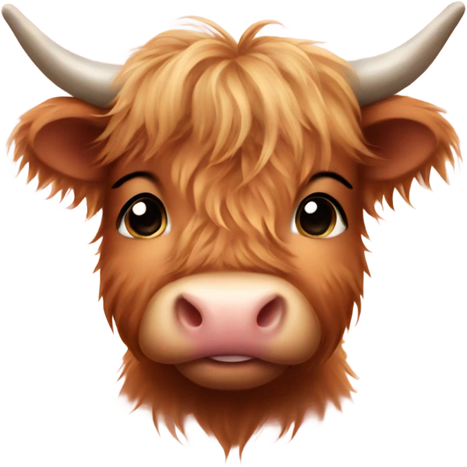 Cute baby highland cow hearts emoji
