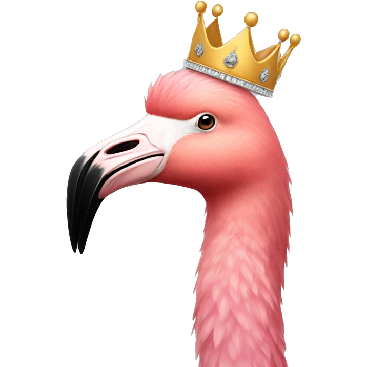 Flamingo wearing a crown emoji