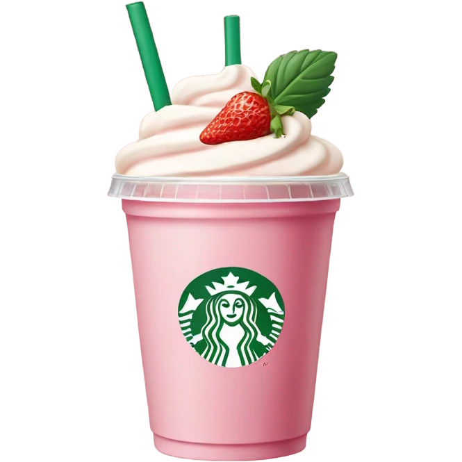 Light pink Starbucks drink with strawberries  emoji