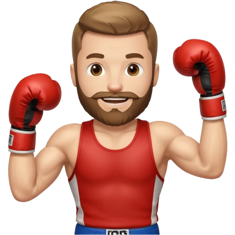 white man with beard, wearing boxing gloves, smiling emoji