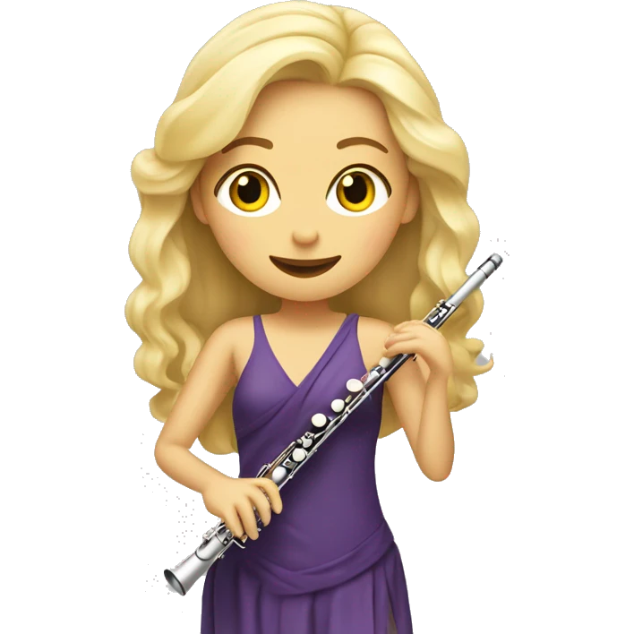 une joueuse de flute traversière avec cheveux blonds emoji