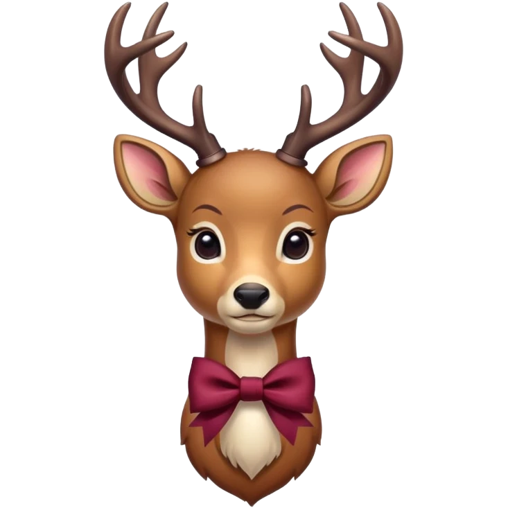 Standing deer with maroon bow  emoji