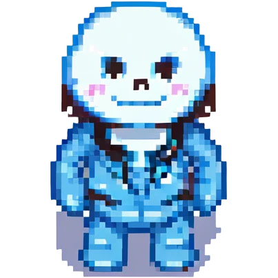 Sans from Undertale smiling, pixel art style emoji