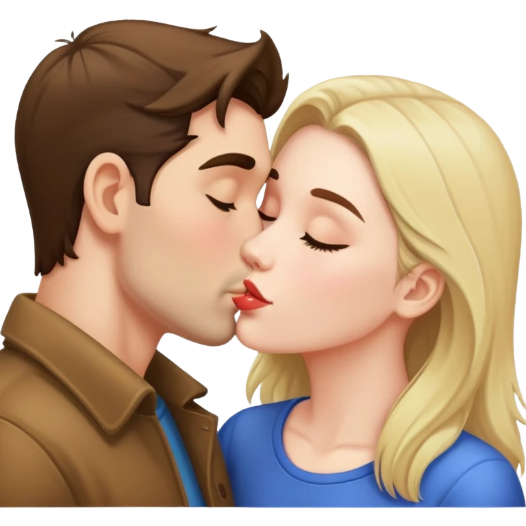 Male and female kissing while there though is out  emoji