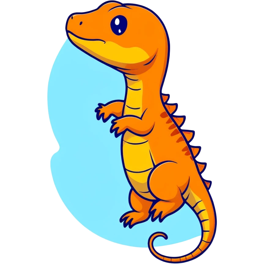 orange bipedal reptile-mammal hybrid, cartoonish sticker style emoji