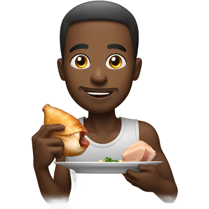 African man eating chicken emoji