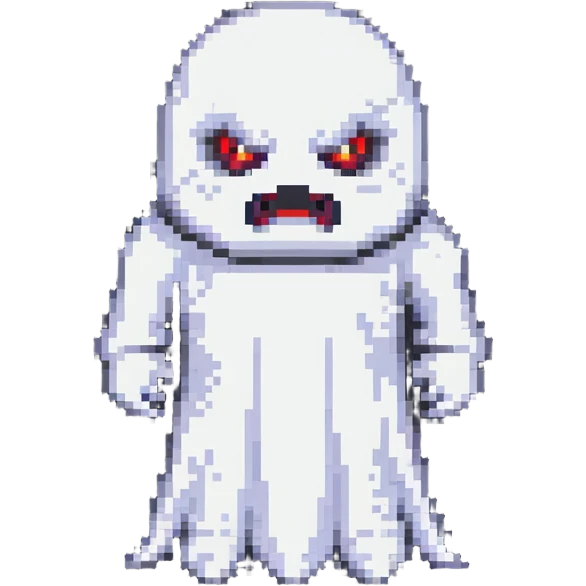angry Casper ghost in pixel art style emoji