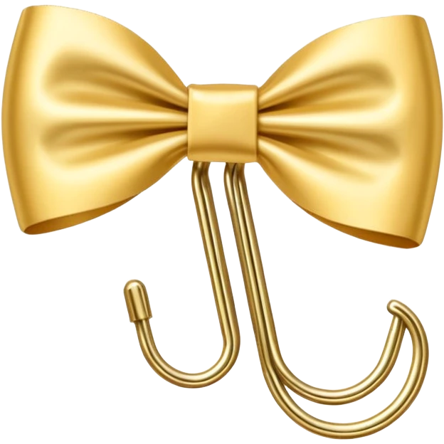 one gold paper clip with a white bow in the middle emoji
