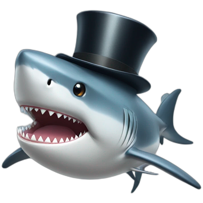 Shark with a top hat emoji