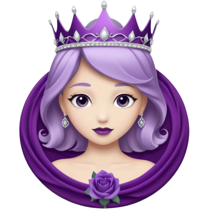 Purple shadow rose silver circle plaque with silver tiara emoji
