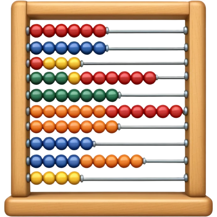 Generate 6 unique emoji-style icons of different abacus designs showing counting beads, wooden frames, and educational math tools. emoji