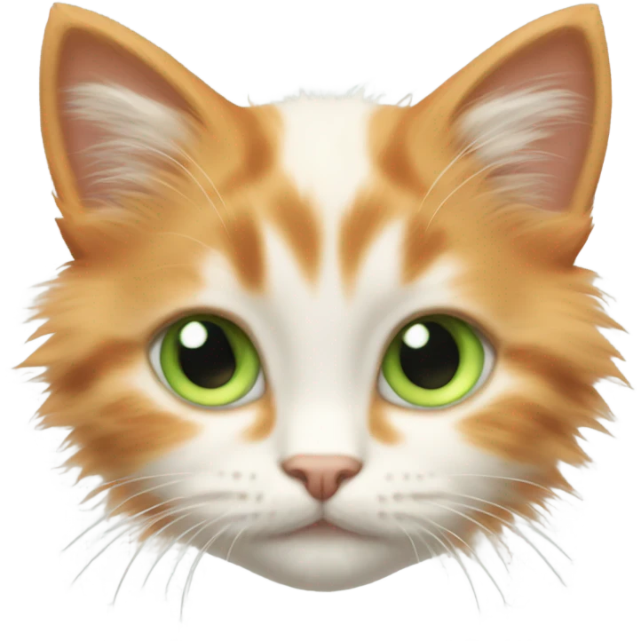 orange and white fluffy kitty with light green eyes  emoji