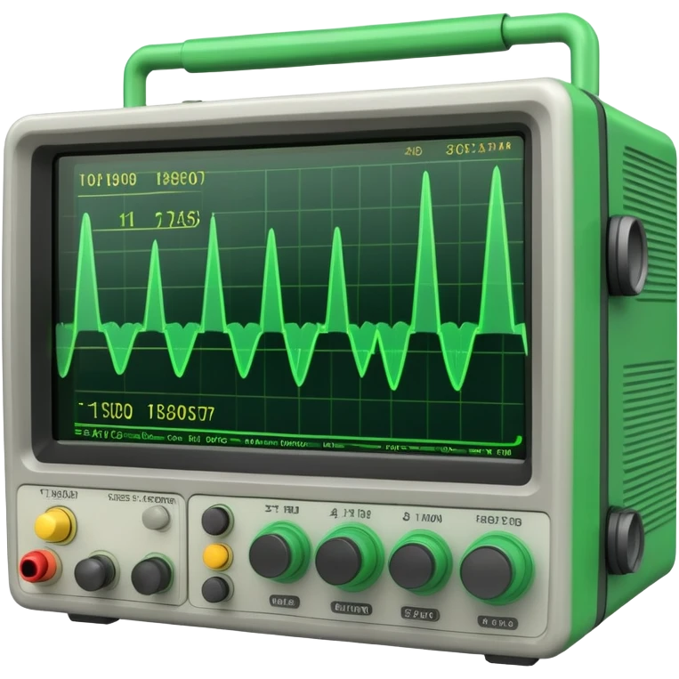 An oscilloscope device with a green waveform displayed on the screen emoji