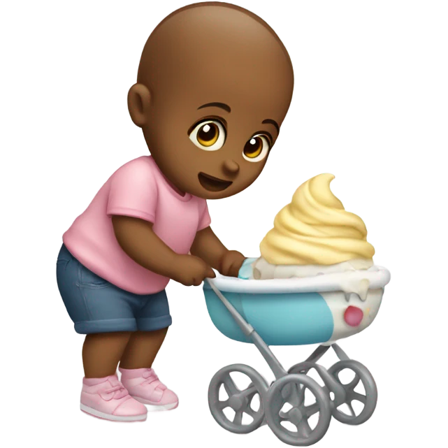 Baby in a walker eating ice cream emoji