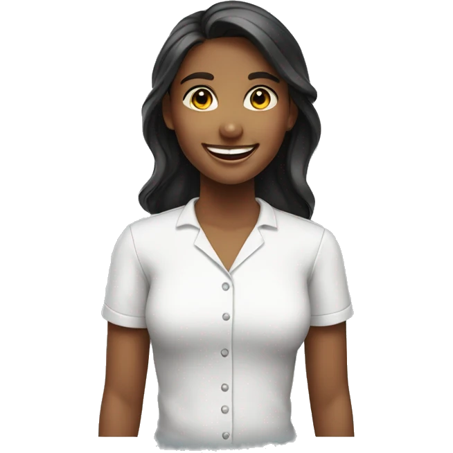smiling girl in white shirt emoji
