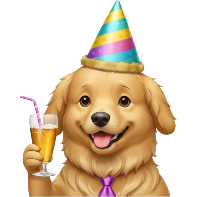 golden retriever partying drinking alcohol  emoji