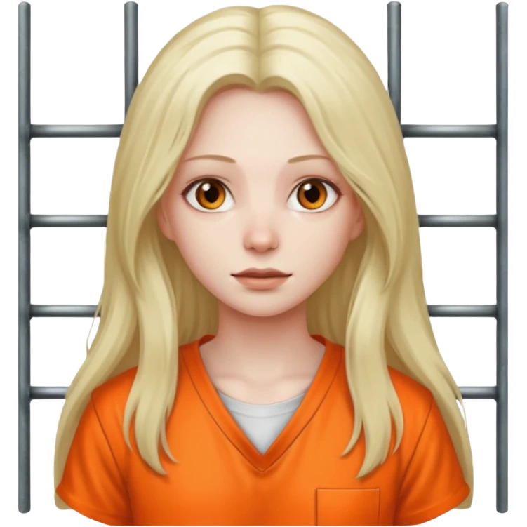 prisoner dark long haired woman in orange clothing in front of bars emoji