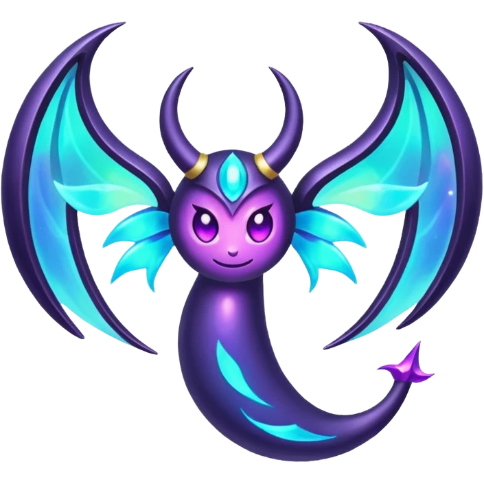 Shiny iridescent glowing dark neon Lunala-Dhelmise-fusion emoji
