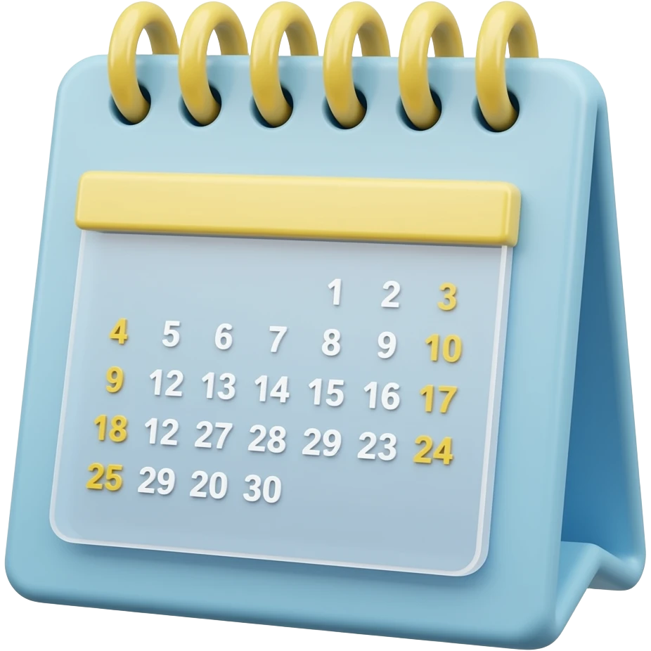 soft blue yellow Mini calendar, transparent background inspired by barbie colour pallete emoji