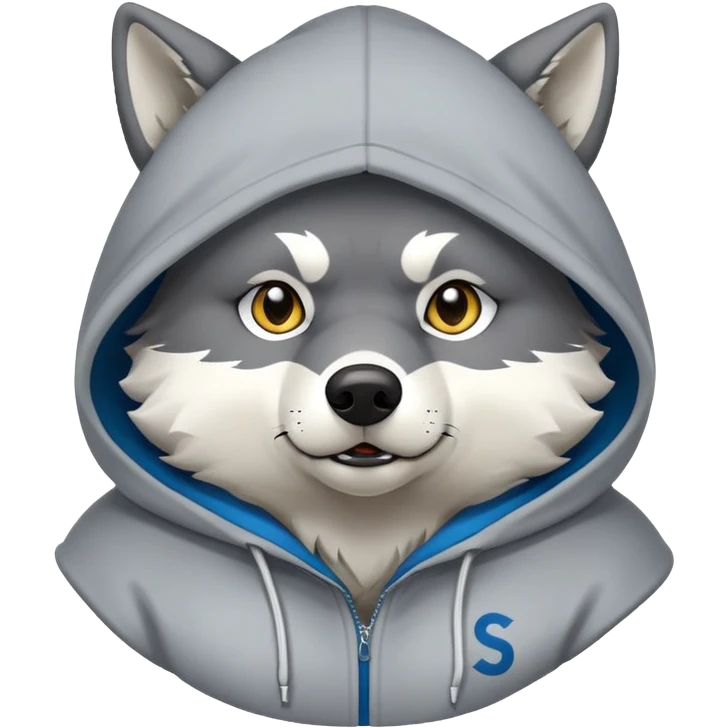 fat sigma wolf in a hoody that says “adam” emoji