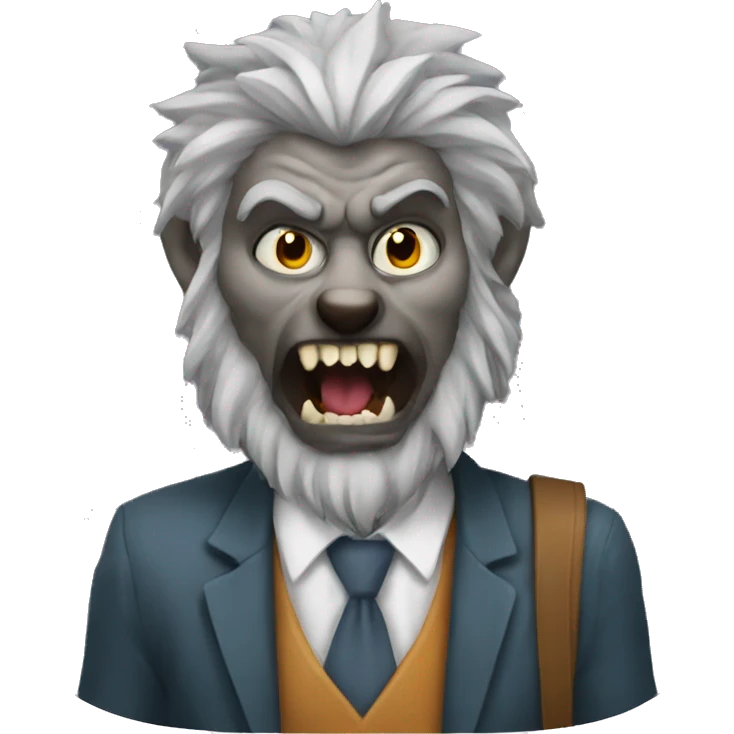 Werewolf looking at white teacher emoji