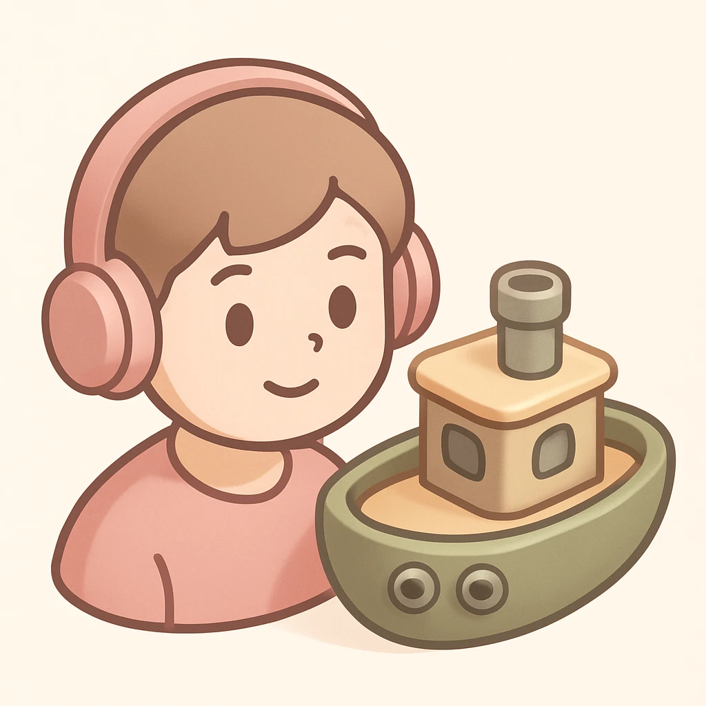 person with short hair and headphones, soft line avatar style, gentle lines and pastel hues emoji