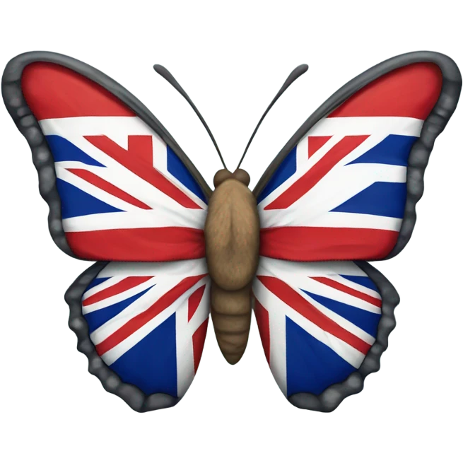 A butterfly wearing the British flag emoji