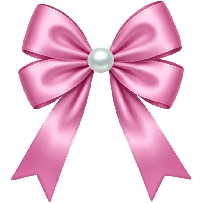 Pink bow with hanging pearl emoji