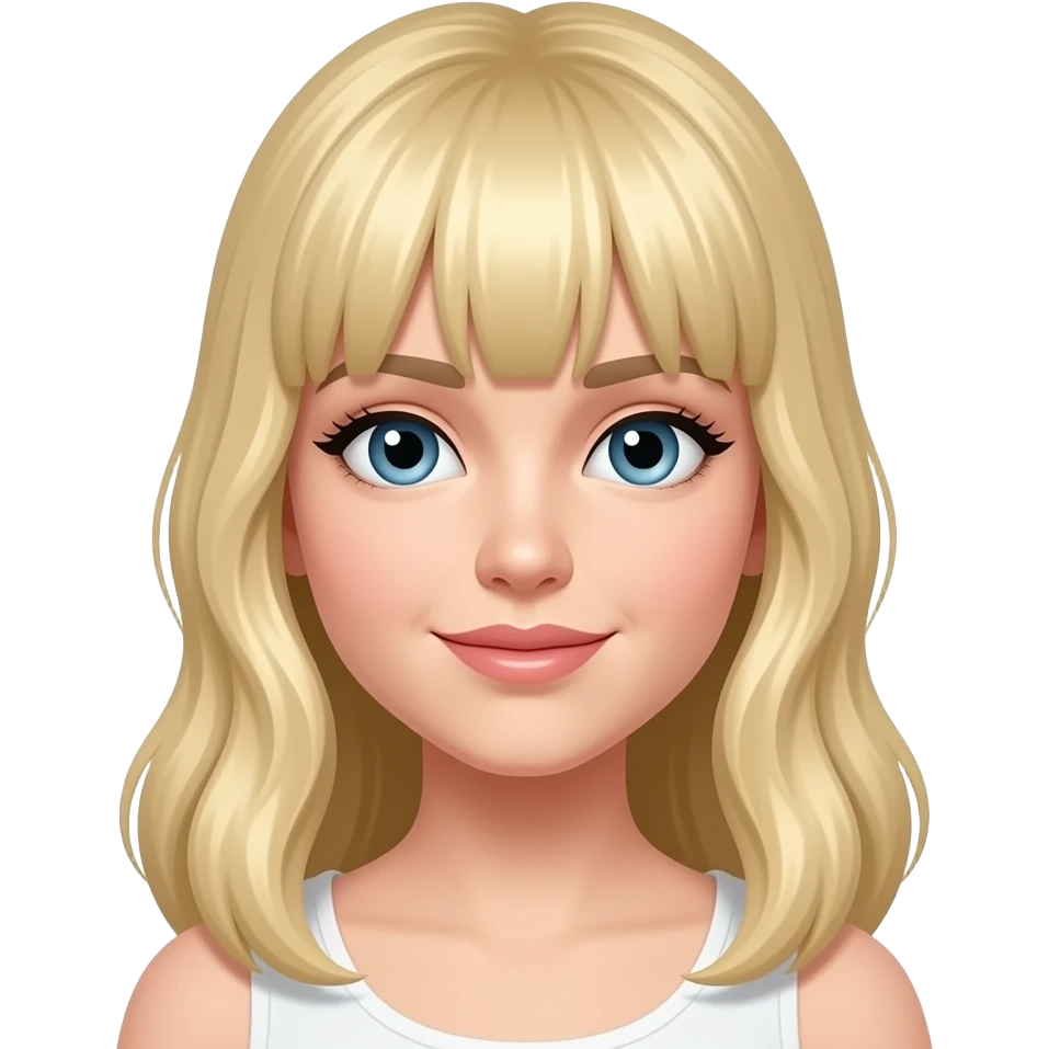 Femme blonde cheveux long blonde avec une frange emoji