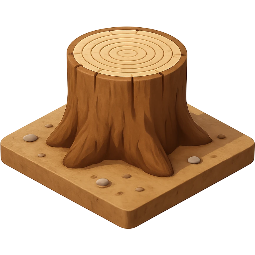 isometric completely cut down tree emoji
