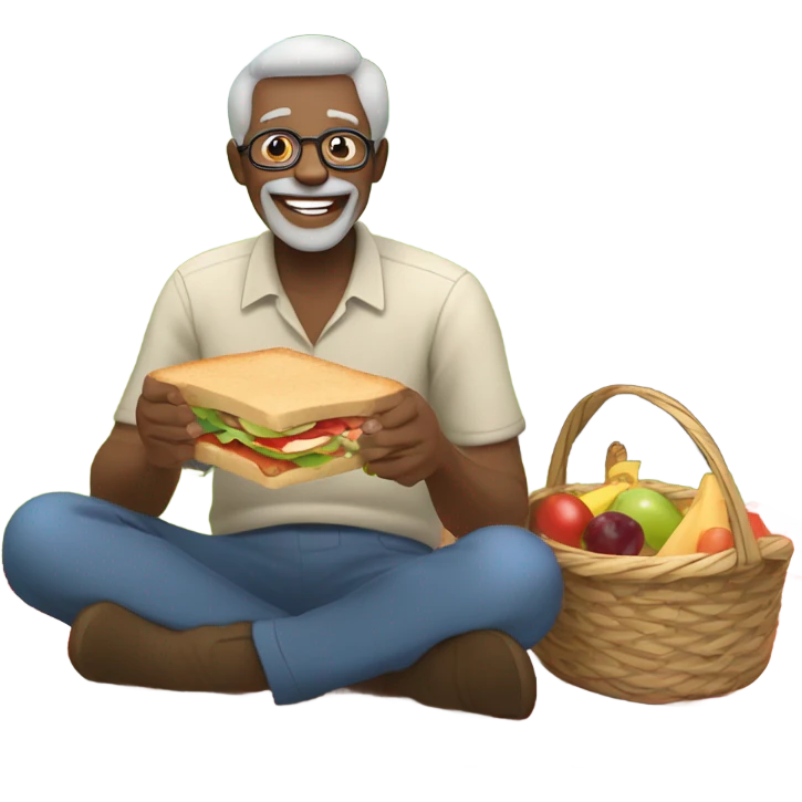 old man enjoying picnic under tree emoji