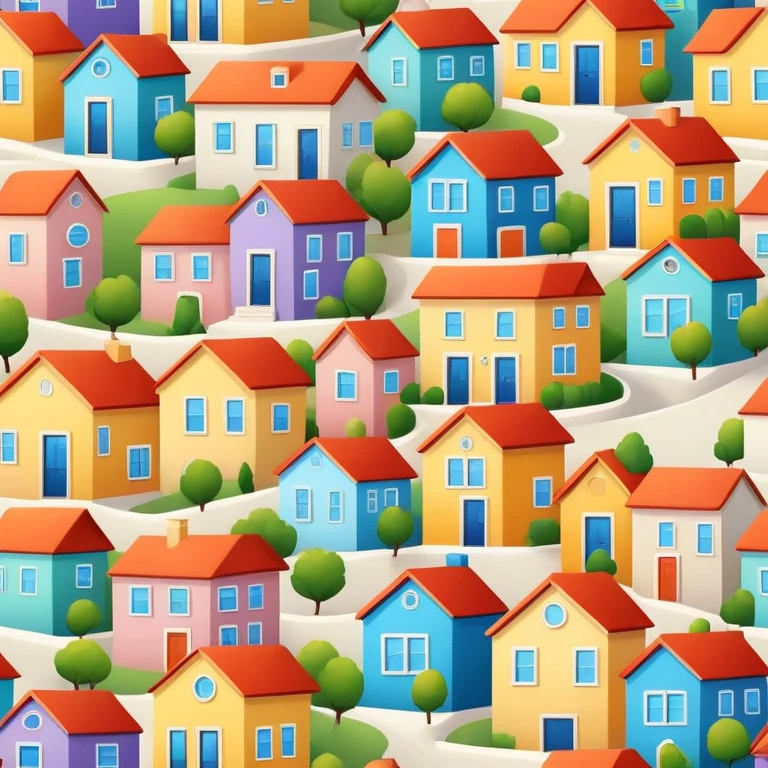 Neighborhood with colorful houses emoji