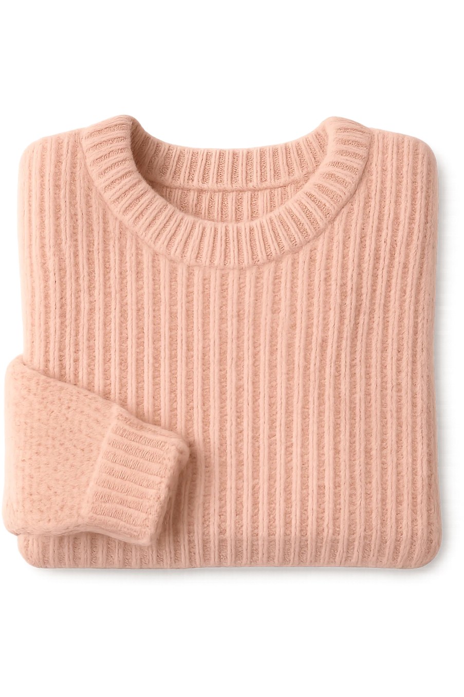 pink cozy knitted sweater folded neatly, soft texture emoji
