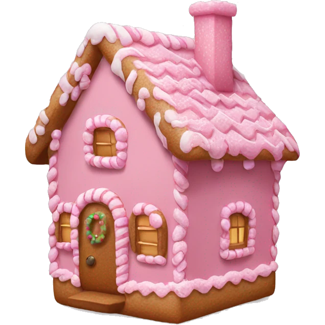 Pink gingerbread house emoji