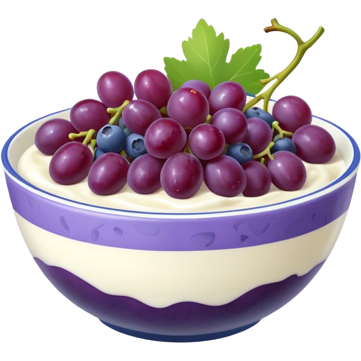 yoghurt bowl with grapes and blueberries emoji