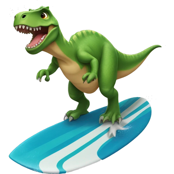 Dinosaur doing surf emoji