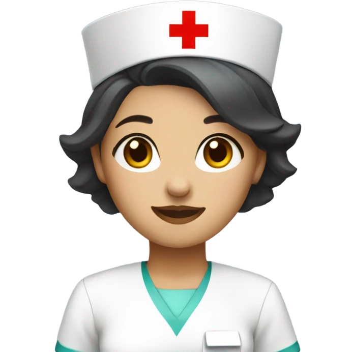 short hair female nurse with red cross sign hat and dress emoji