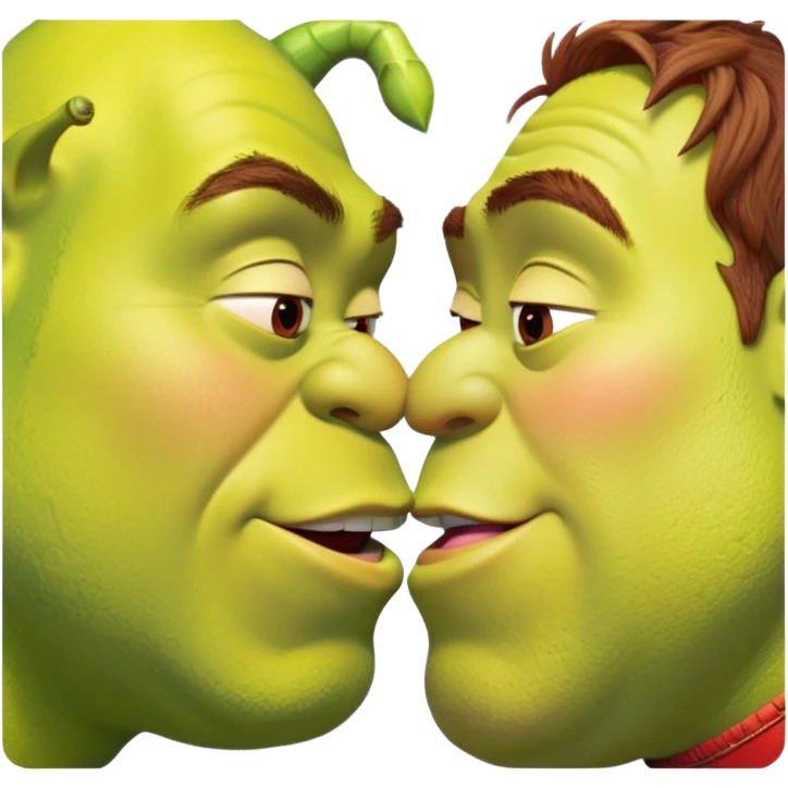 Lightning McQueen kissing Shrek on the lips emoji