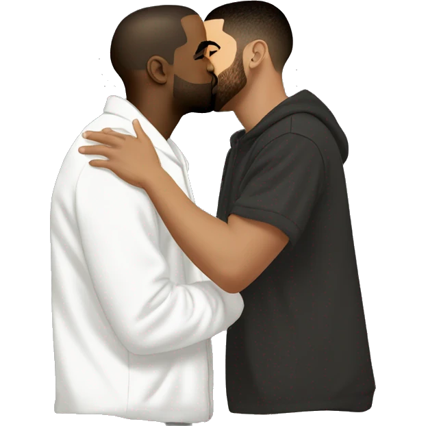 Kanye West  kissing drake ￼ emoji